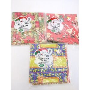 Cleo Vintage Christmas Gift Wrap Lot  Santa Poinsettia 6 Patterns 36 Sheets